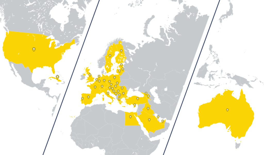 Illustration of a map, representing PATHEARN AI coverage and user activity in specific regions.