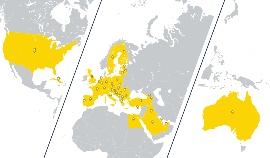 Illustration of a map, representing PATHEARN AI coverage and user activity in specific regions.